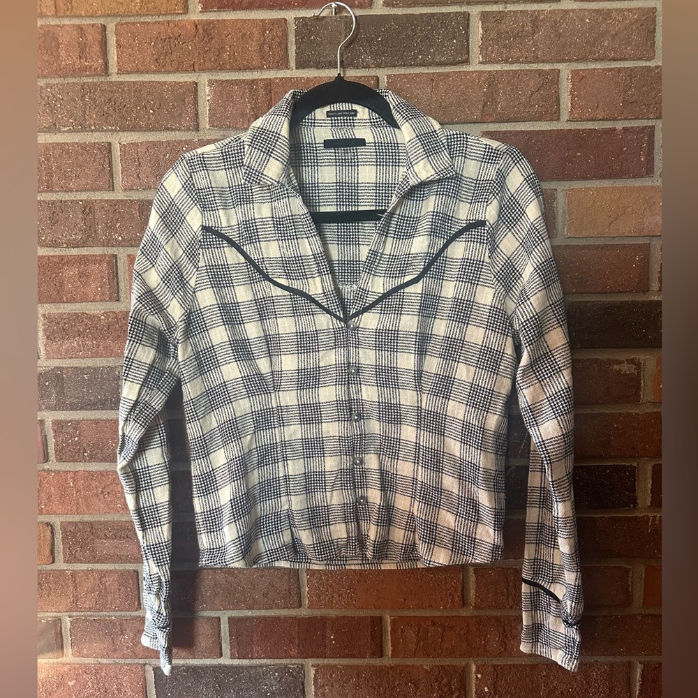 Mother Lookin For Trouble Long Sleeve Button Down Western Shirt Top XSmall Plaid